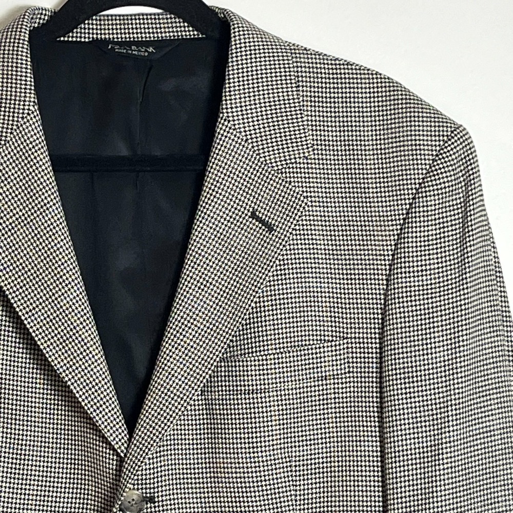 Jos. A. Bank‎ Silk Wool Houndstooth Blazer Jacket Mens 40R Heritage Sport Coat